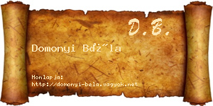 Domonyi Béla névjegykártya
