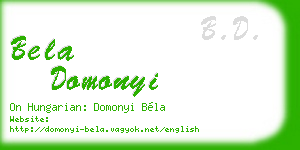 bela domonyi business card